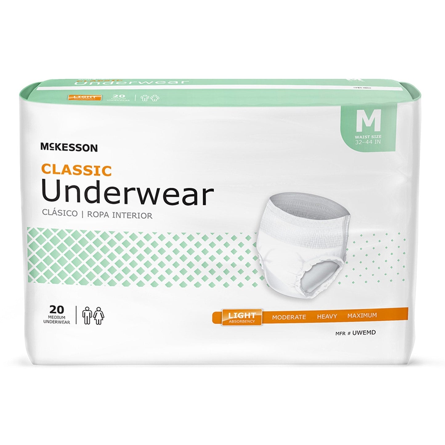 Unisex Adult Absorbent Underwear McKesson Classic Pull On with Tear Away Seams Medium Disposable Light Absorbency, Packaging Type- Case