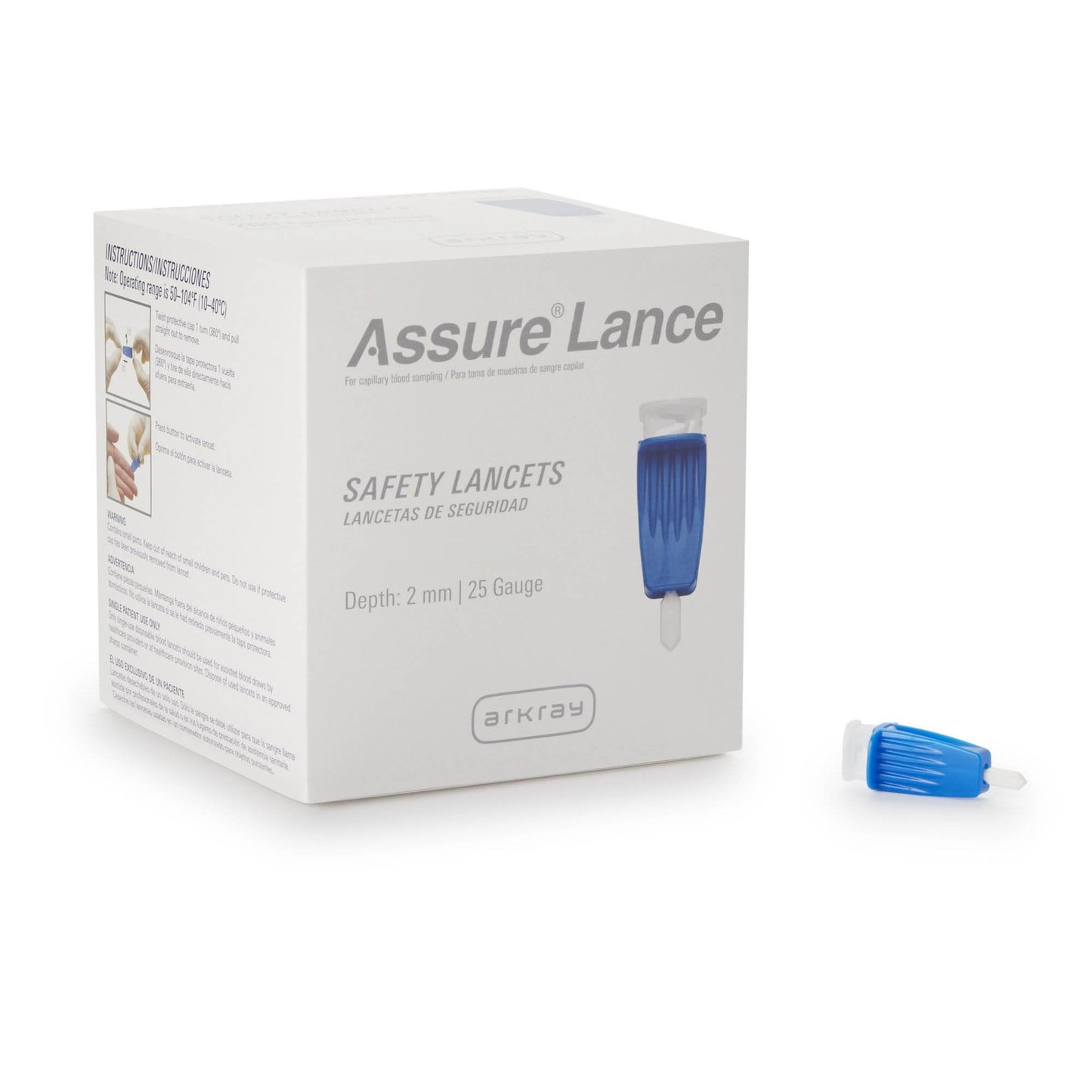 Safety Lancet Assure 25 Gauge Protective Safety Cap Push Button Activation Finger, Packaging Type- Box