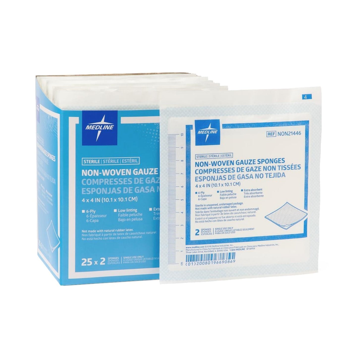 Nonwoven Sponge Avant Gauze 4 X 4 Inch 6-Ply Sterile 2 per Pack, Packaging Type- Box