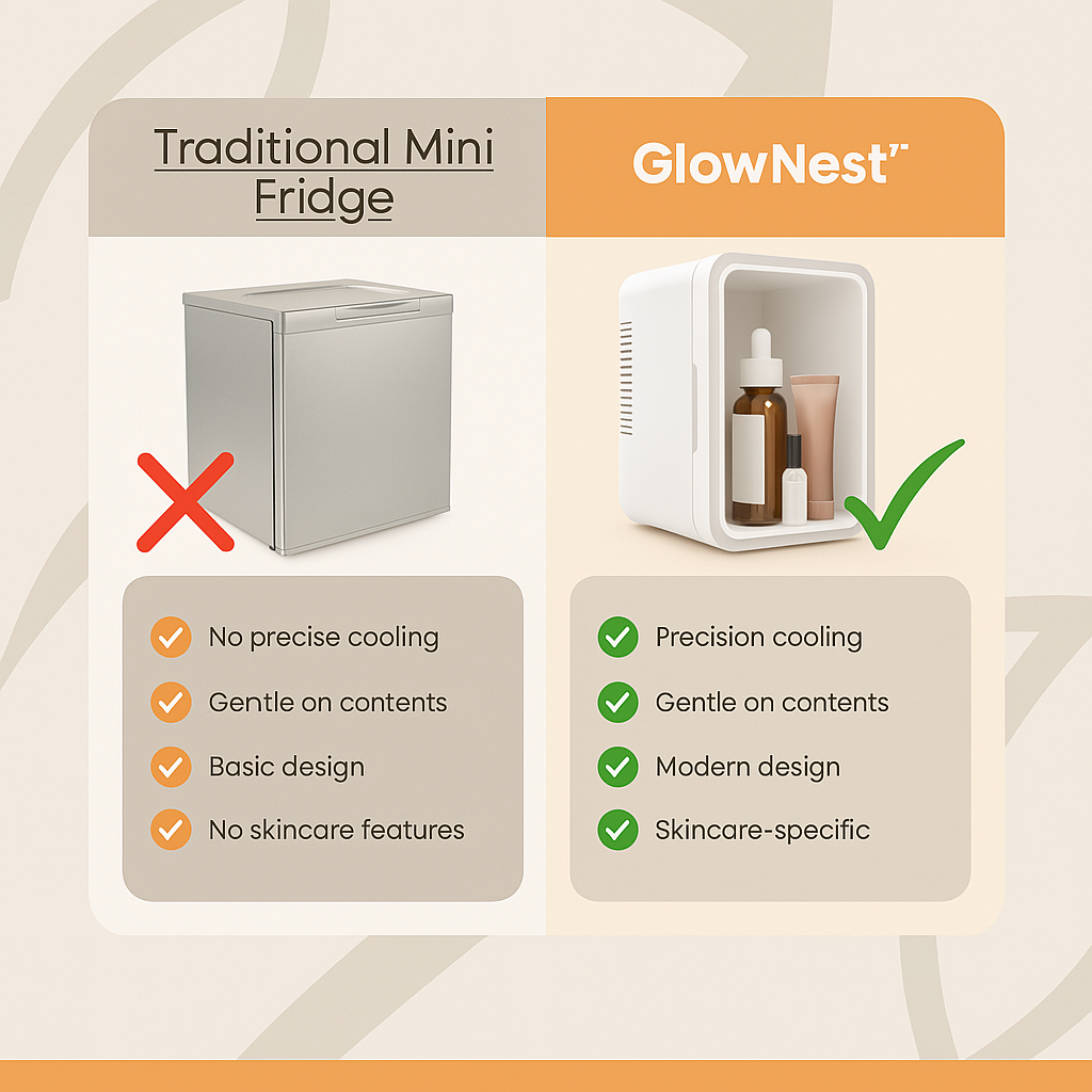 GlowNest™ Mini Beauty Fridge – Compact Skincare Cooler for Serums & Creams