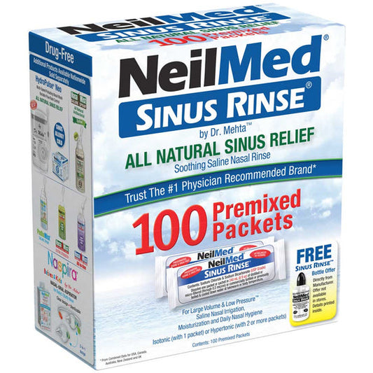 Saline Nasal Rinse Kit Neilmed Sinus Rinse 100 Packets, Packaging Type- Box