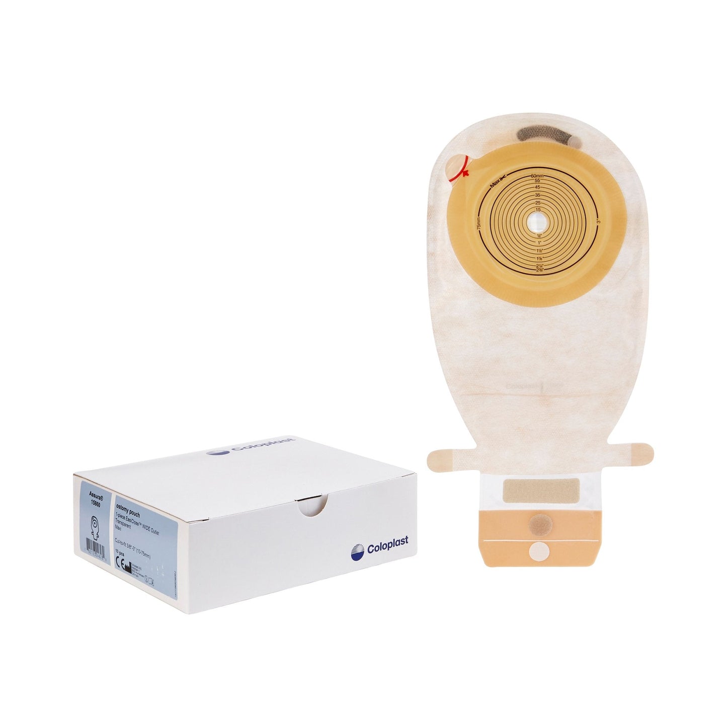 Colostomy Pouch Assura Original One-Piece System 11-1/2nch Length Trim To Fit 3/8 to 3 Inch Stoma Drainable, Packaging Type- Each