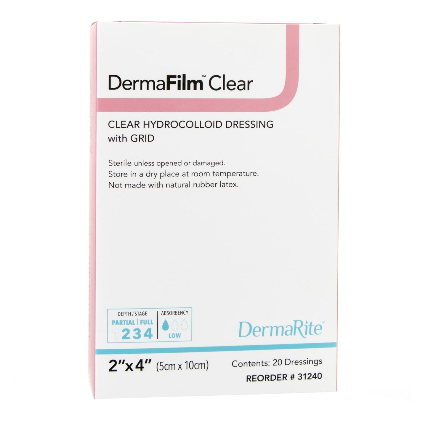 Thin Hydrocolloid Dressing DermaFilm 2 X 4 Inch Rectangle, Packaging Type- Each