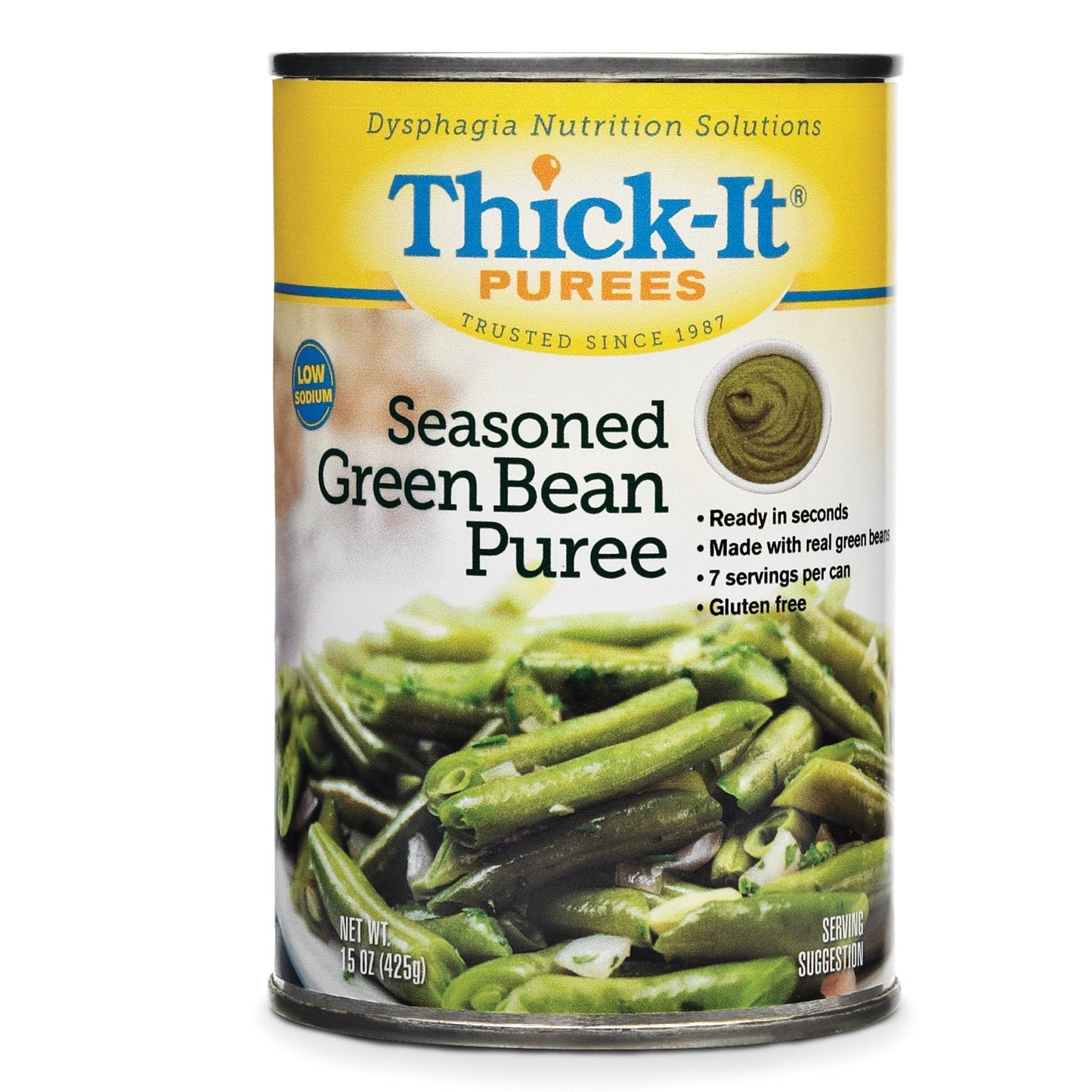 Thickened Food Thick-It 15 oz. Can Seasoned Green Bean Flavor Puree IDDSI Level 4 Extremely Thick/Pureed, Packaging Type- Each