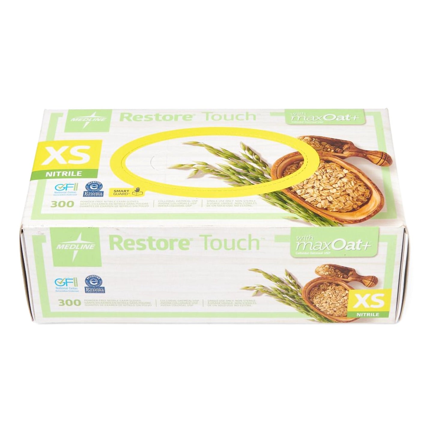 Exam Glove Restore Touch X-Small NonSterile Nitrile Standard Cuff Length Textured Fingertips Green Chemo Tested, Packaging Type- Box