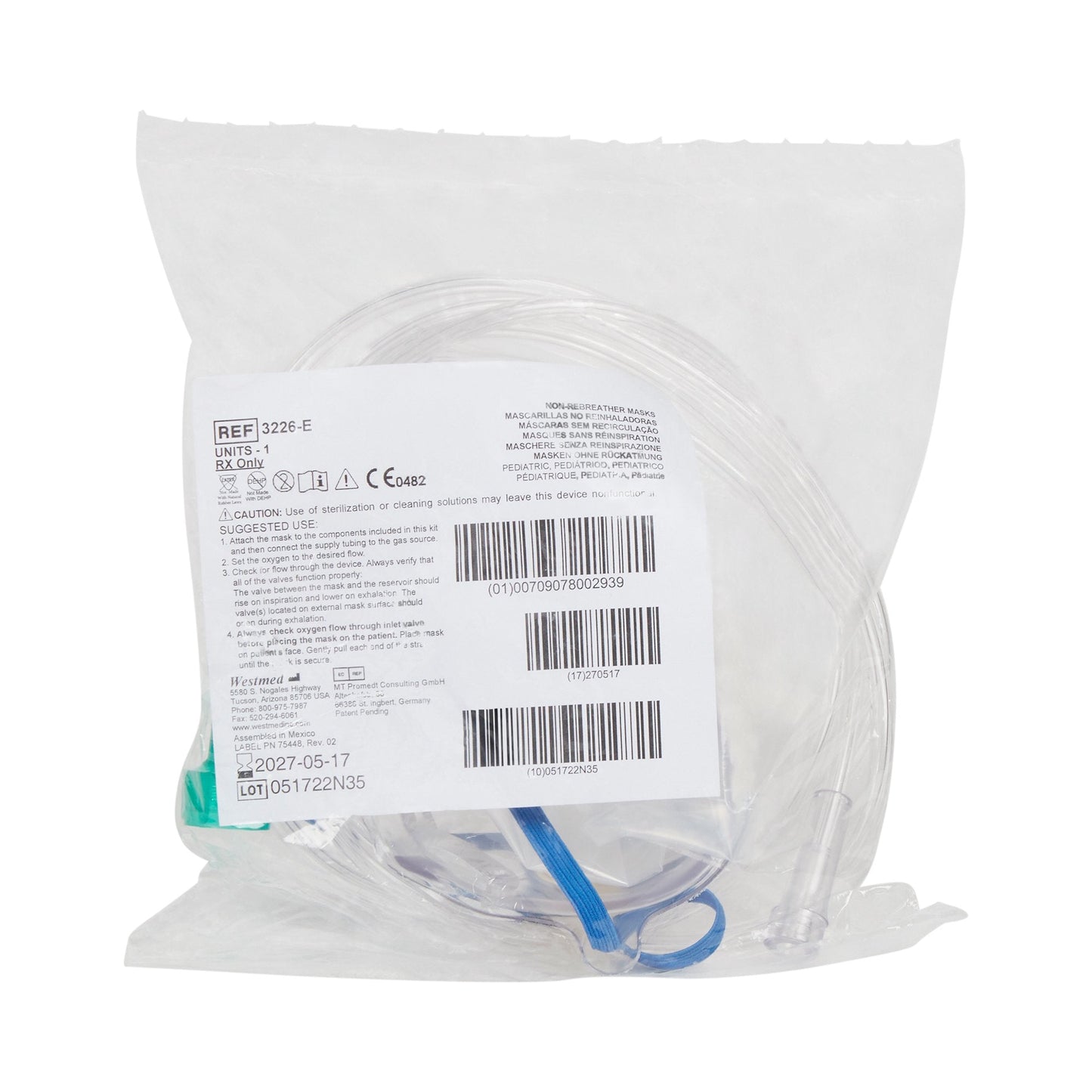 NonRebreather Oxygen Mask McKesson Elongated Style Pediatric Adjustable Head Strap, Packaging Type- Each