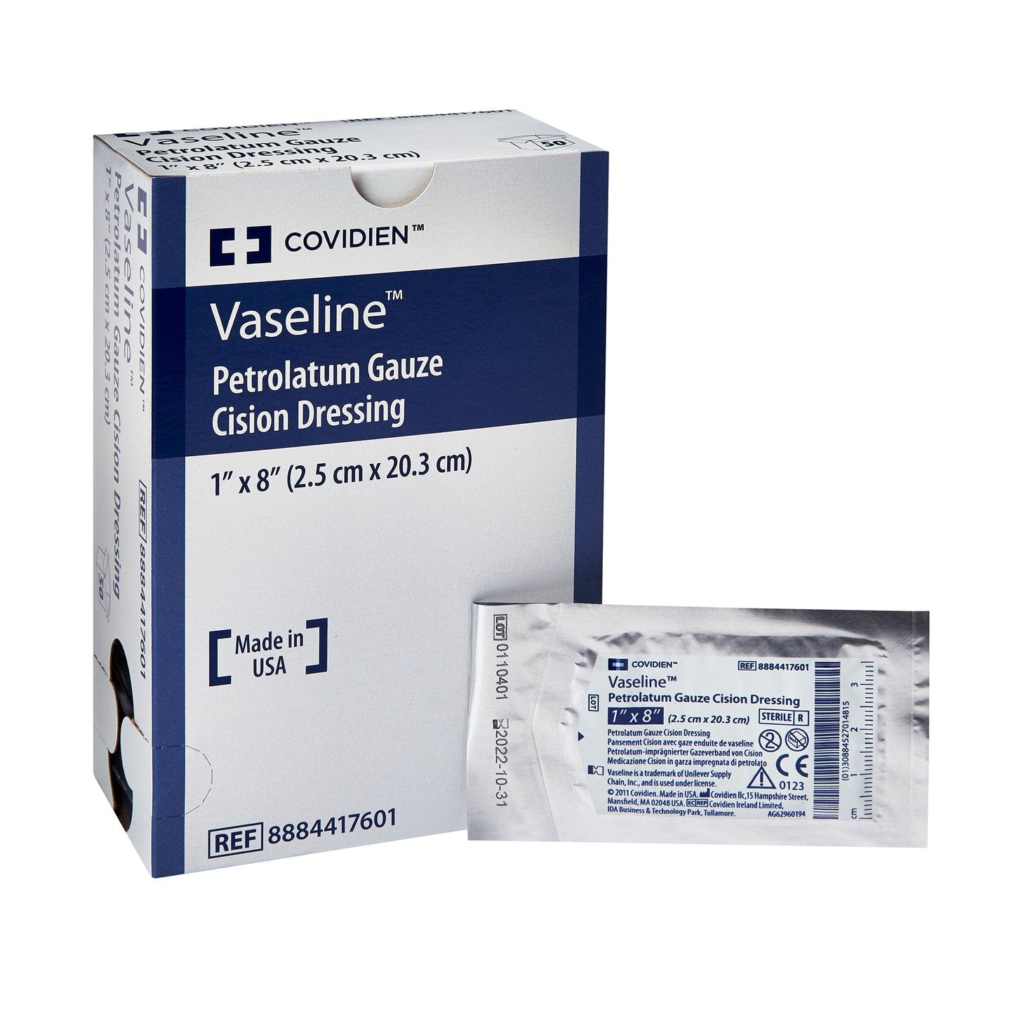 Petrolatum Impregnated Dressing Vaseline Strip 1 X 8 Inch Sterile, Packaging Type- Each