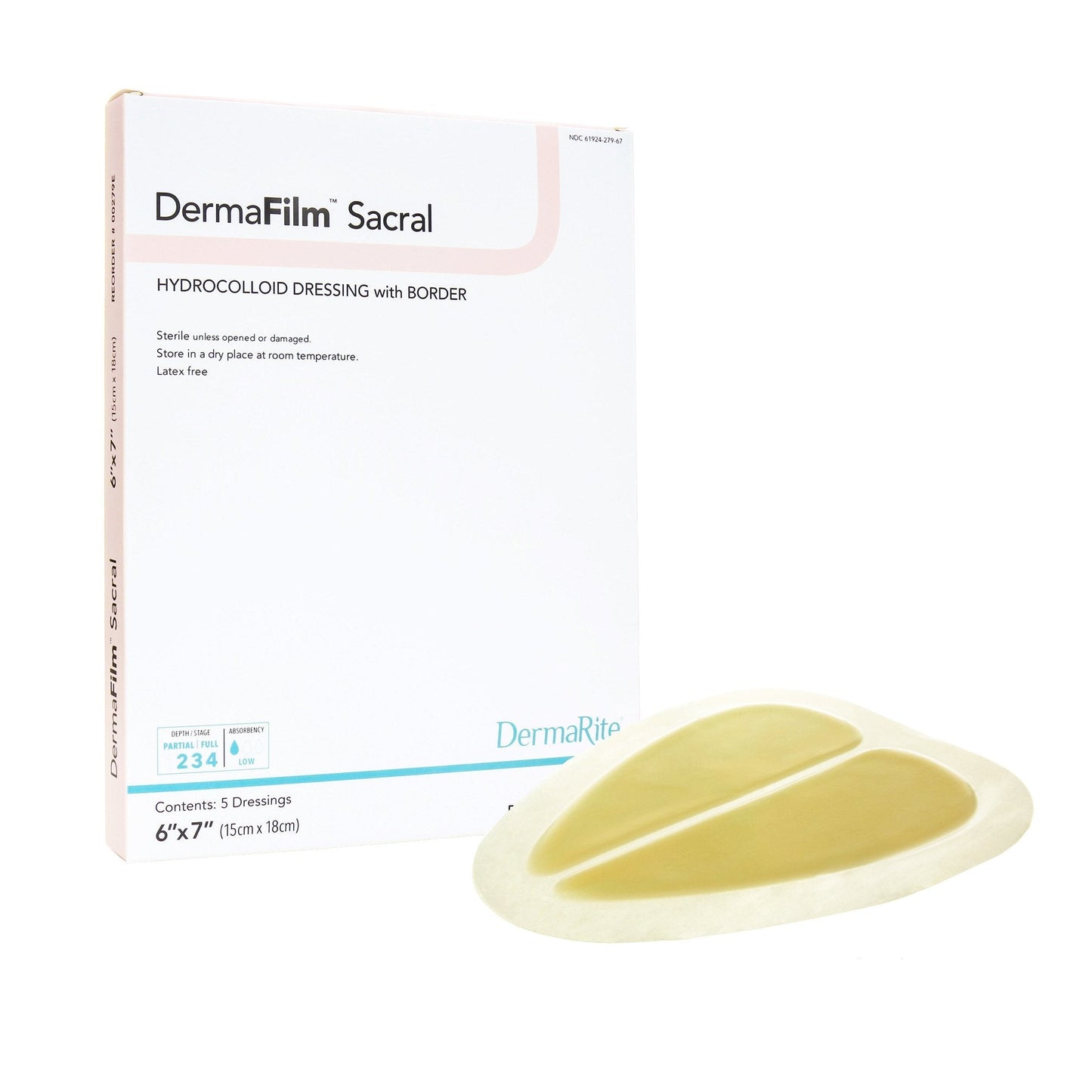 Hydrocolloid Dressing DermaFilm 6 X 7 Inch Sacral With Border, Packaging Type- Each