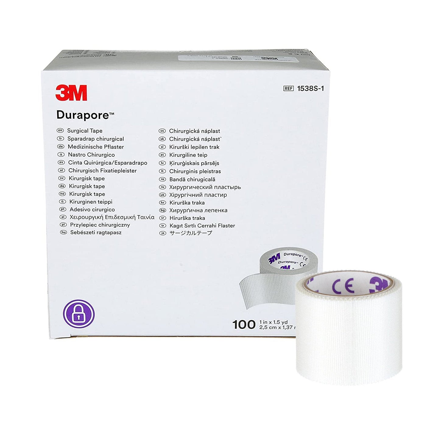 Medical Tape 3M™ Durapore™ White 1 Inch X 1-1/2 Yard Silk-Like Cloth NonSterile, Packaging Type- Each