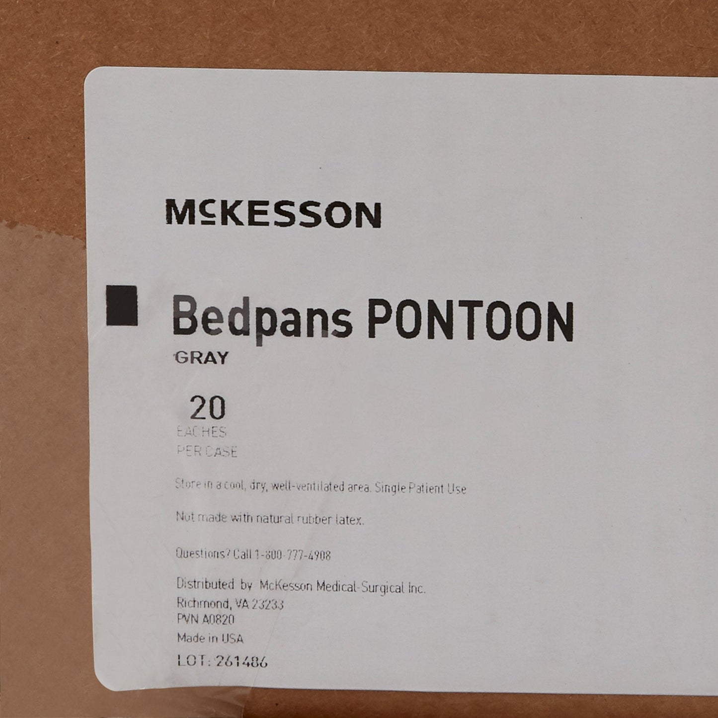 Pontoon Bedpan McKesson Graphite 2 Quart / 1893 mL, Packaging Type- Each