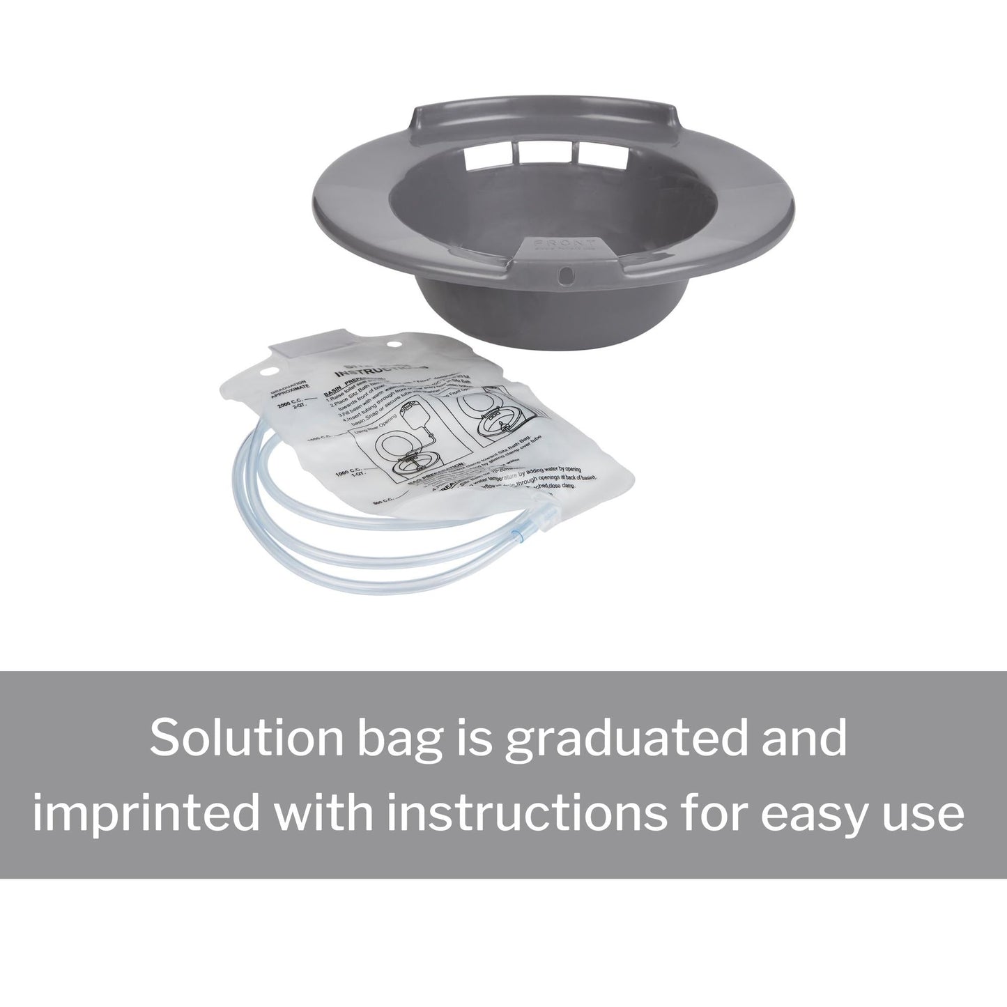 Sitz Bath McKesson Round Graphite Plastic 2000 mL Bag Graduated, 500 mL Increments up to 2000 mL, Packaging Type- Each