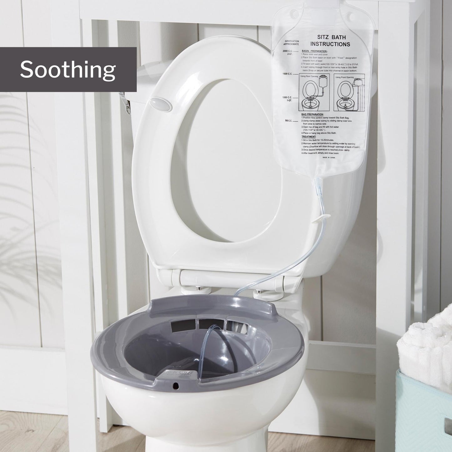 Sitz Bath McKesson Round Graphite Plastic 2000 mL Bag Graduated, 500 mL Increments up to 2000 mL, Packaging Type- Each