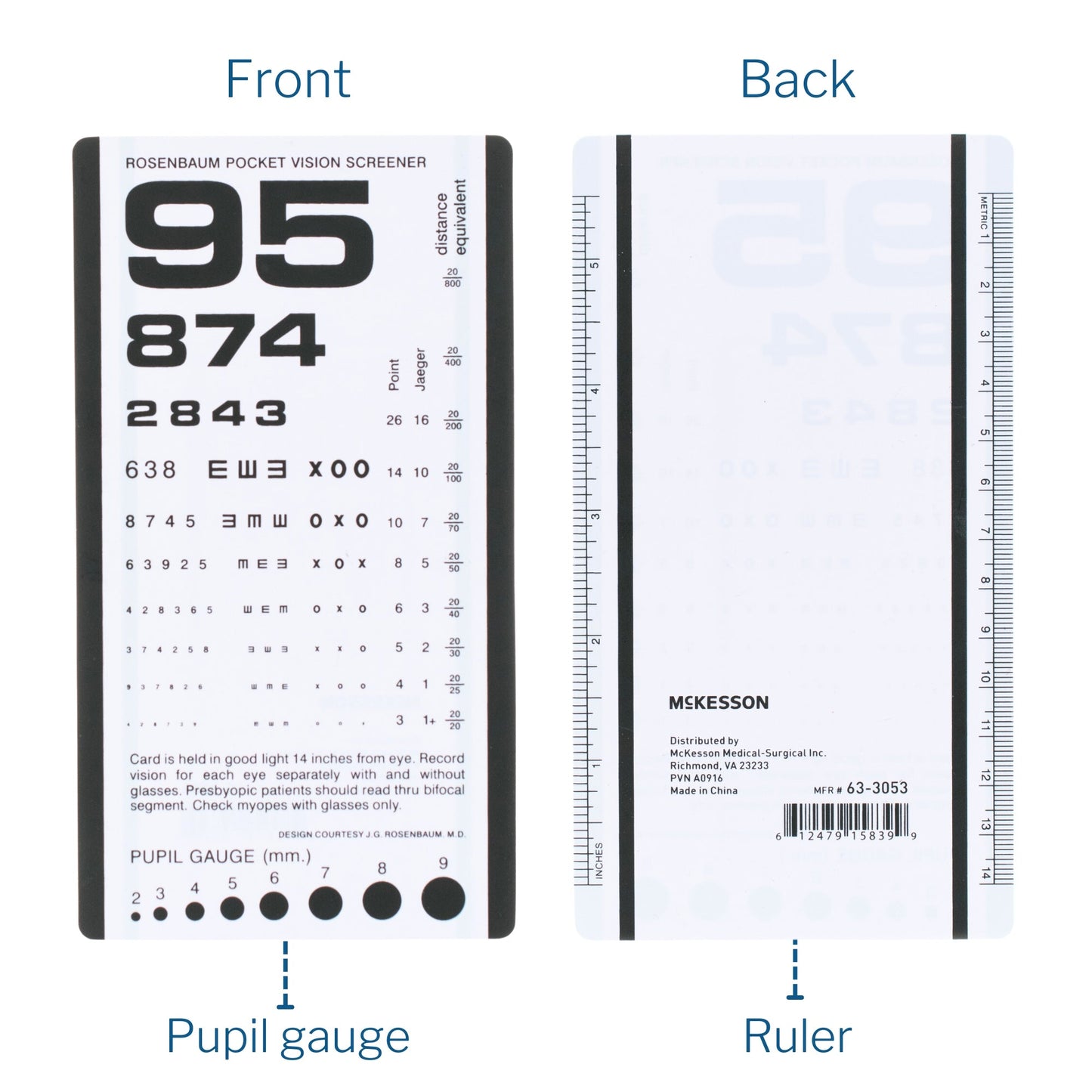 Eye Chart McKesson 14 Inch Distance Acuity Test, Packaging Type- Each