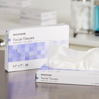 McKesson Facial Tissue White 5-7/10 X 7 Inch 40 Count, Packaging Type- Box