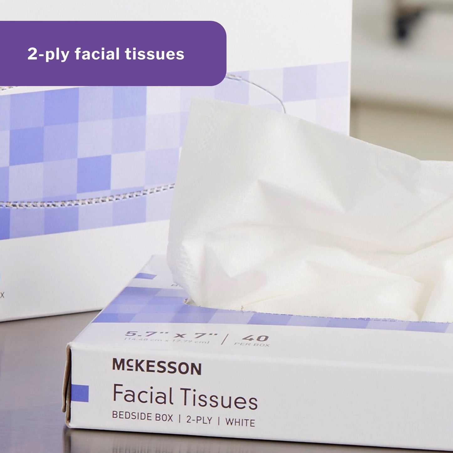 McKesson Facial Tissue White 5-7/10 X 7 Inch 40 Count, Packaging Type- Box