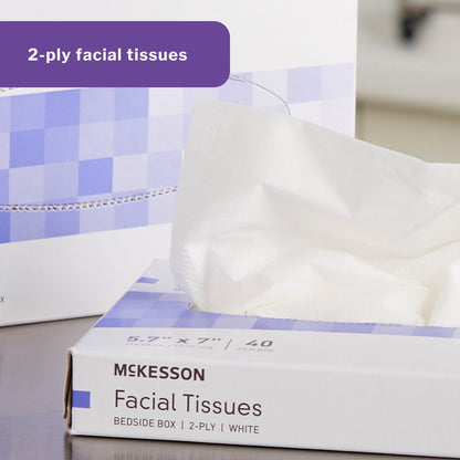 McKesson Facial Tissue White 5-7/10 X 7 Inch 40 Count, Packaging Type- Box