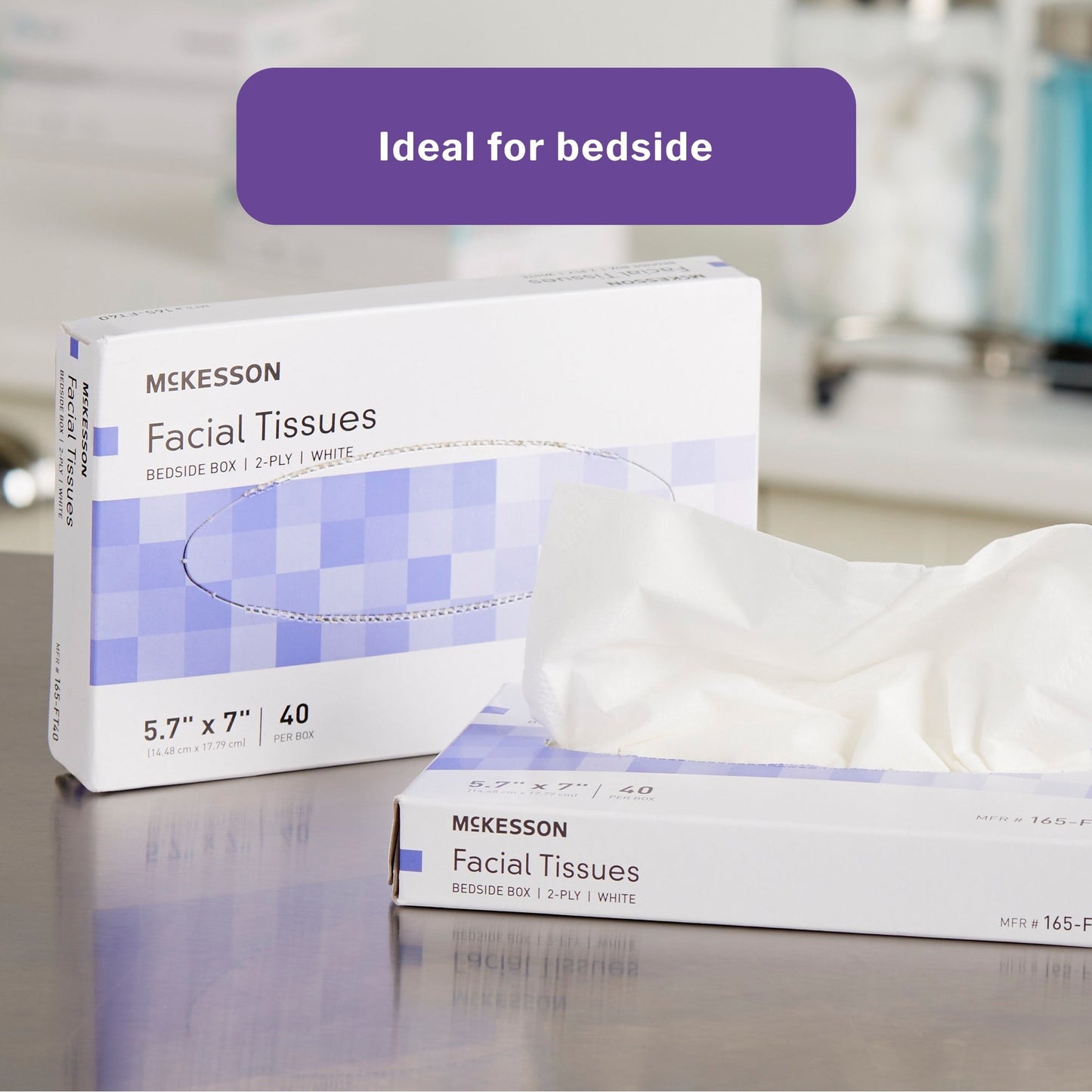 McKesson Facial Tissue White 5-7/10 X 7 Inch 40 Count, Packaging Type- Box