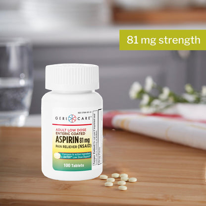 Pain Relief McKesson Brand 81 mg Strength Aspirin Tablet 100 per Bottle, Packaging Type- Case