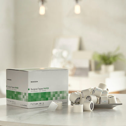 Medical Tape McKesson White 1 Inch X 1-1/2 Yard Paper NonSterile, Packaging Type- Box