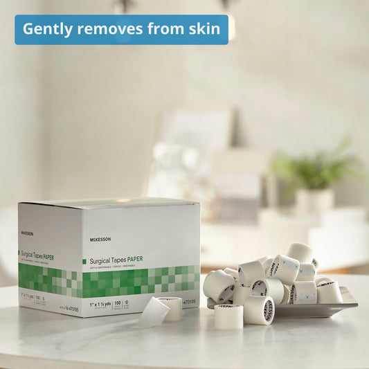 Medical Tape McKesson White 1 Inch X 1-1/2 Yard Paper NonSterile, Packaging Type- Box