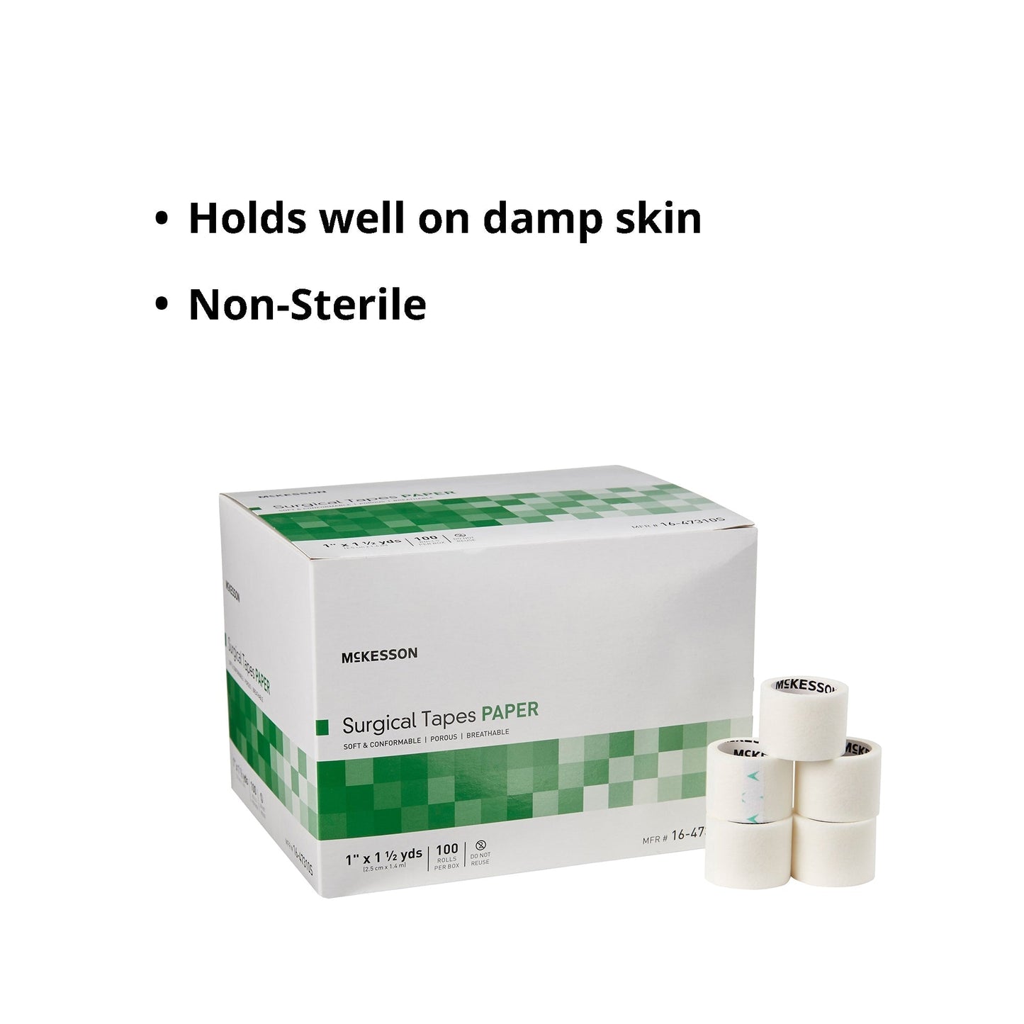 Medical Tape McKesson White 1 Inch X 1-1/2 Yard Paper NonSterile, Packaging Type- Box