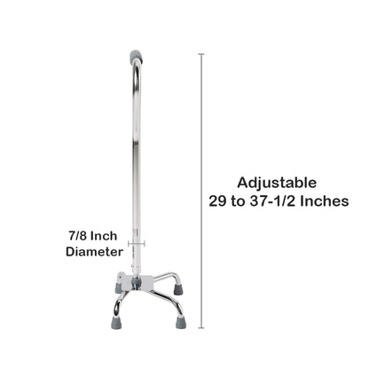 Large Base Quad Cane McKesson Steel 29 to 37-1/2 Inch Height Chrome, Packaging Type- Each