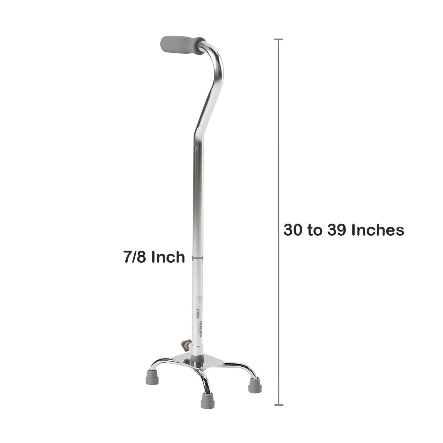 Small Base Quad Cane McKesson Steel 30 to 39 Inch Height Chrome, Packaging Type- Each