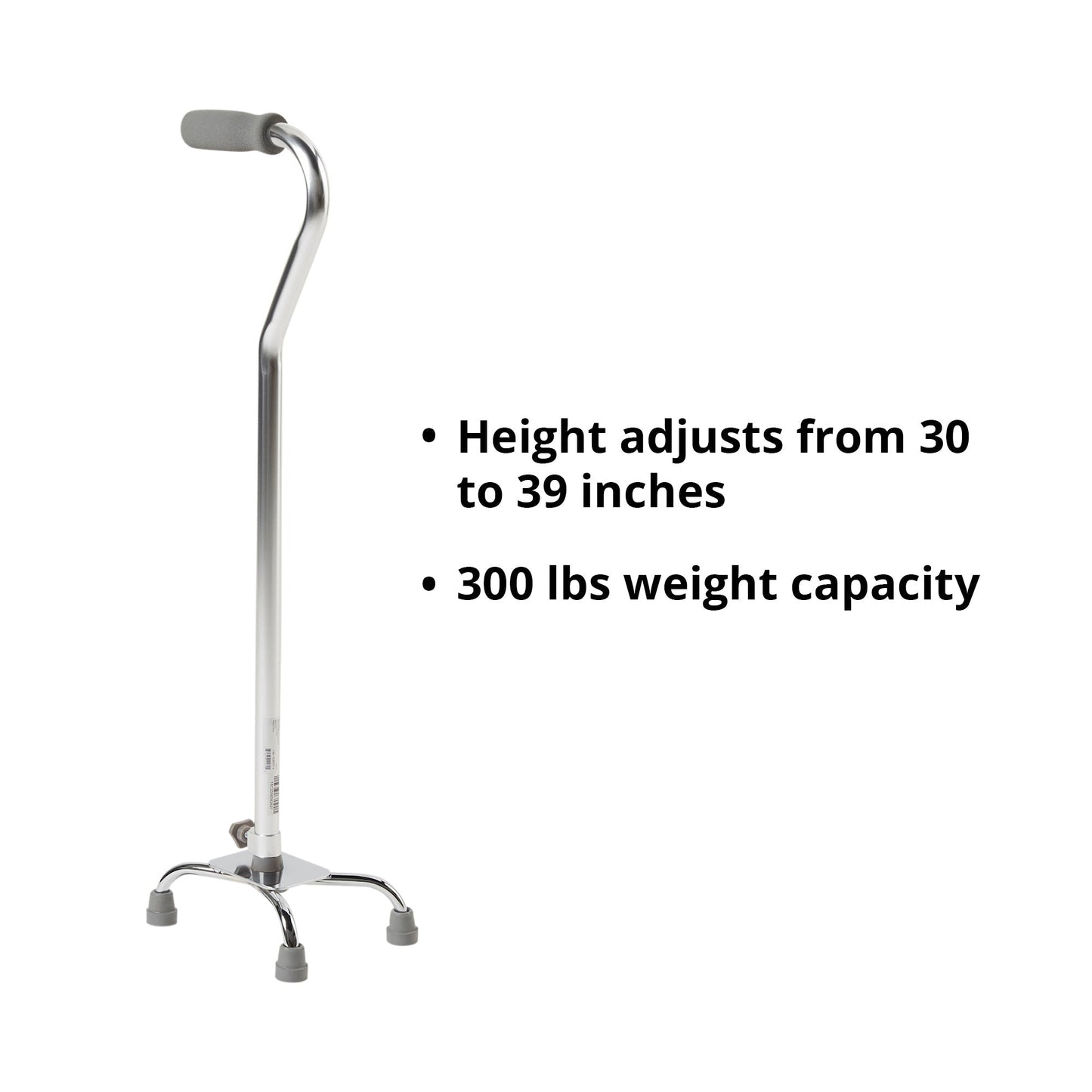 Small Base Quad Cane McKesson Steel 30 to 39 Inch Height Chrome, Packaging Type- Each