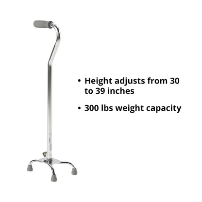 Small Base Quad Cane McKesson Steel 30 to 39 Inch Height Chrome, Packaging Type- Each