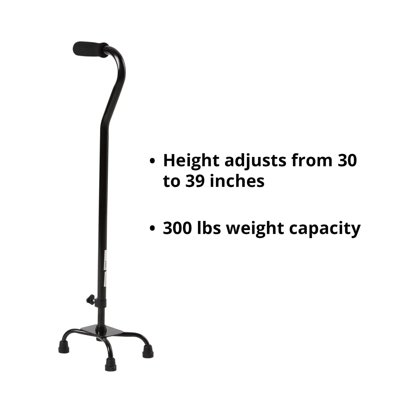 Small Base Quad Cane McKesson Steel 30 to 39 Inch Height Black, Packaging Type- Each