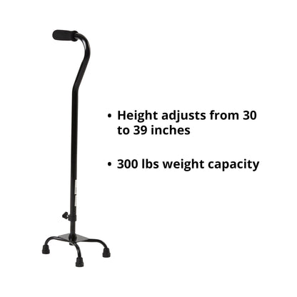 Small Base Quad Cane McKesson Steel 30 to 39 Inch Height Black, Packaging Type- Each