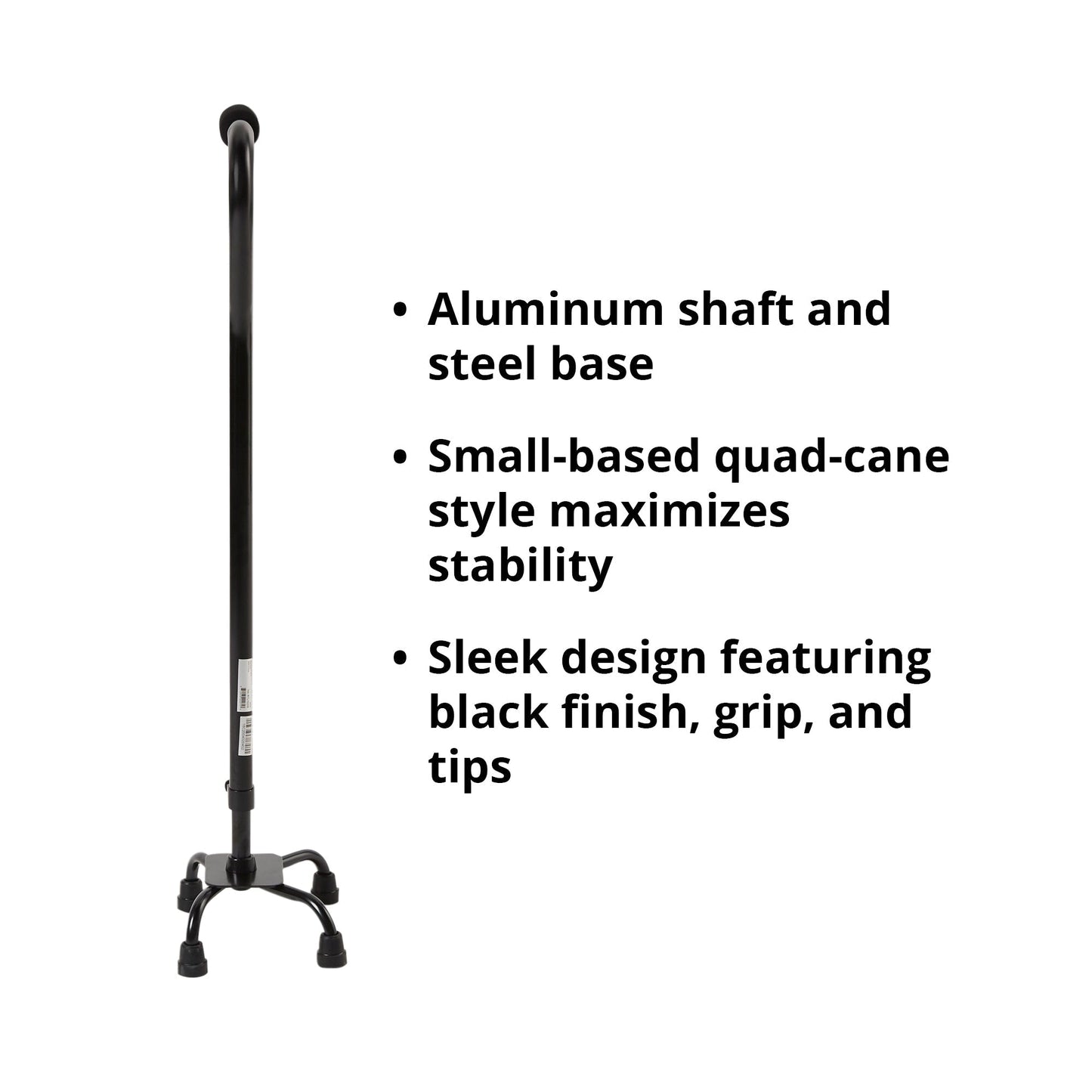 Small Base Quad Cane McKesson Steel 30 to 39 Inch Height Black, Packaging Type- Each