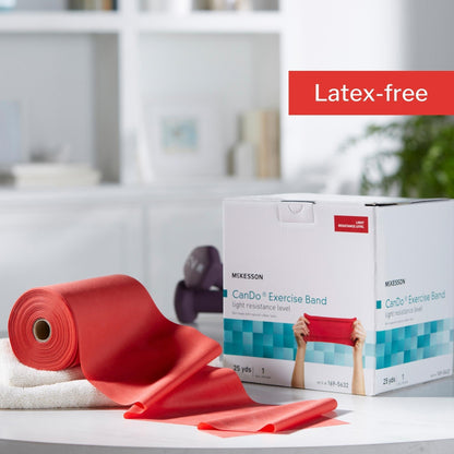 Exercise Resistance Band McKesson CanDo Red 5 Inch X 25 Yard Light Resistance, Packaging Type- Each