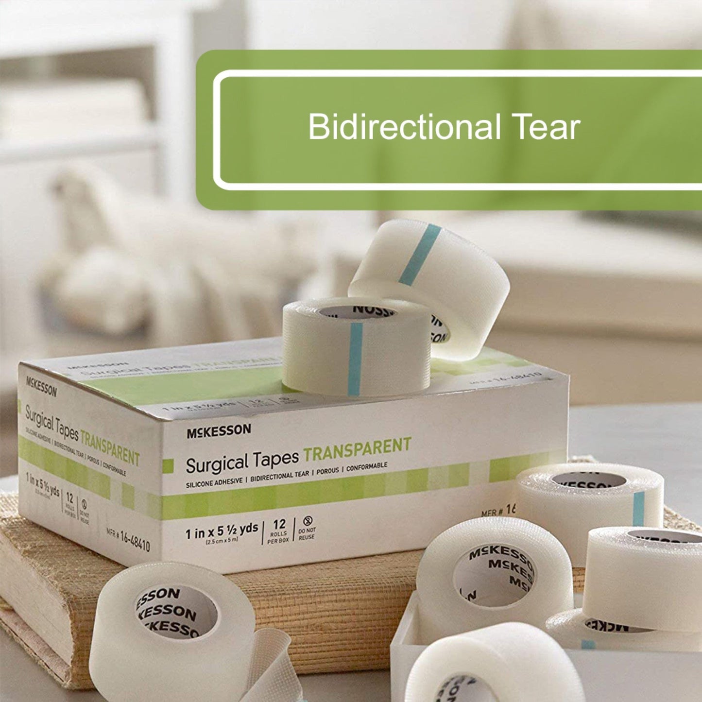 Medical Tape McKesson Transparent 1 Inch X 5-1/2 Yard Plastic / Silicone NonSterile, Packaging Type- Box