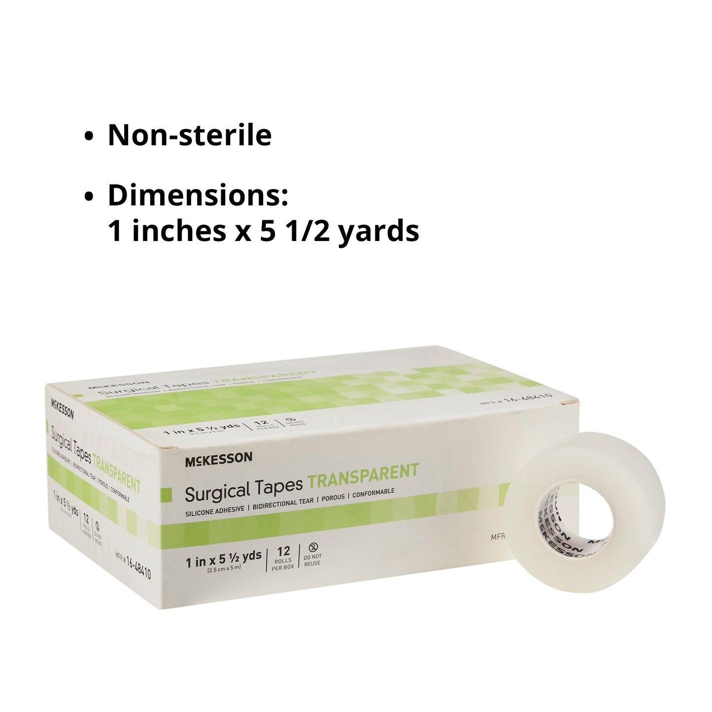 Medical Tape McKesson Transparent 1 Inch X 5-1/2 Yard Plastic / Silicone NonSterile, Packaging Type- Box