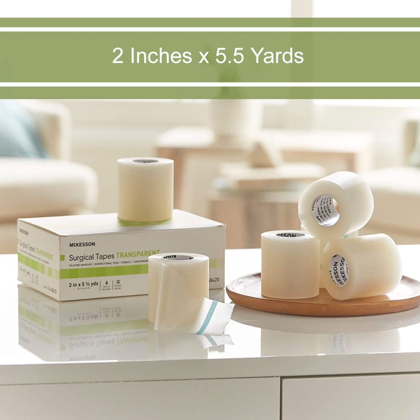 Medical Tape McKesson Transparent 2 Inch X 5-1/2 Yard Plastic / Silicone NonSterile, Packaging Type- Box