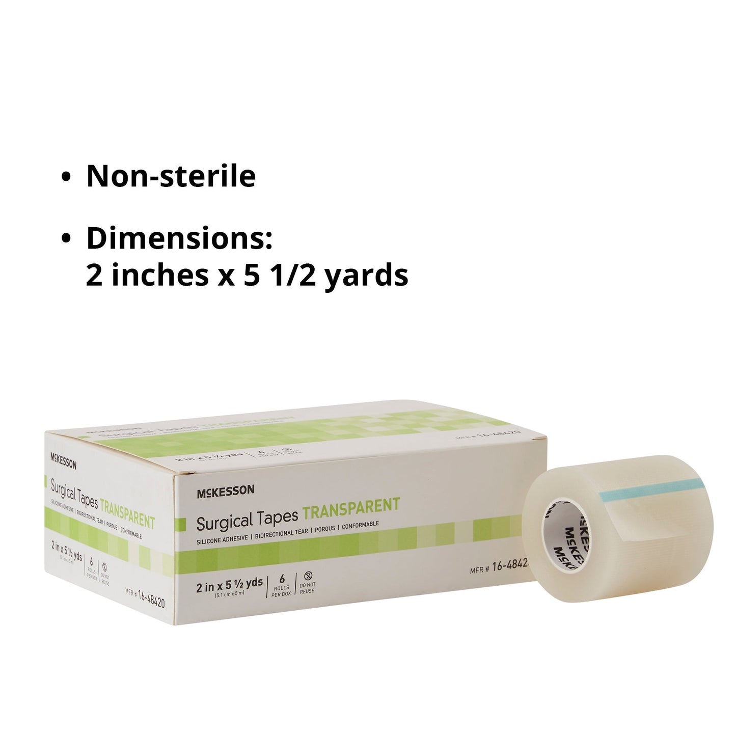 Medical Tape McKesson Transparent 2 Inch X 5-1/2 Yard Plastic / Silicone NonSterile, Packaging Type- Box