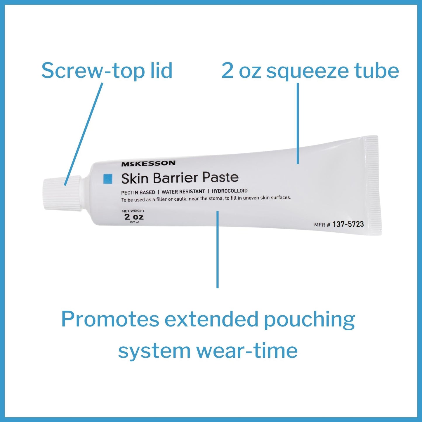 Ostomy Barrier Paste McKesson 2 oz. Tube, Pectin-Based, Protective Skin Barrier, Packaging Type- Each