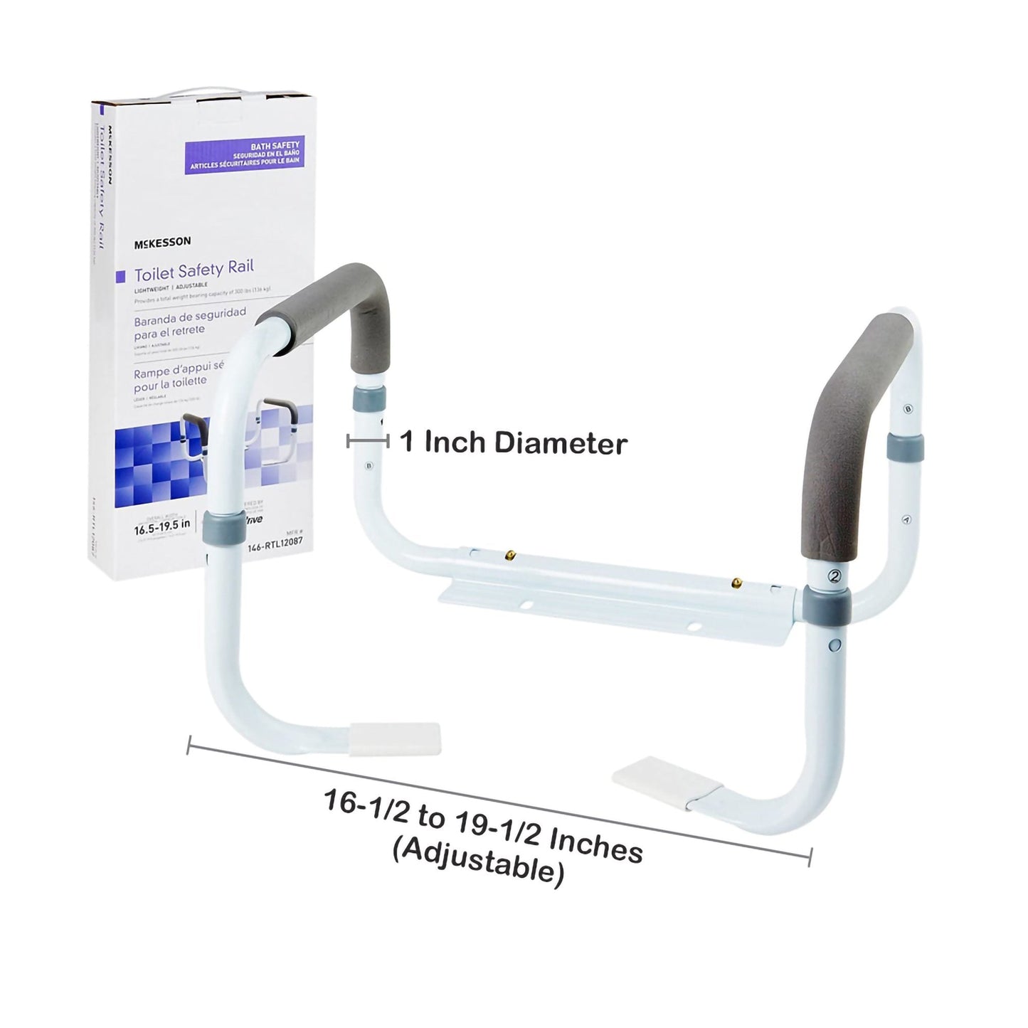 Toilet Safety Rail McKesson White Steel, Packaging Type- Each