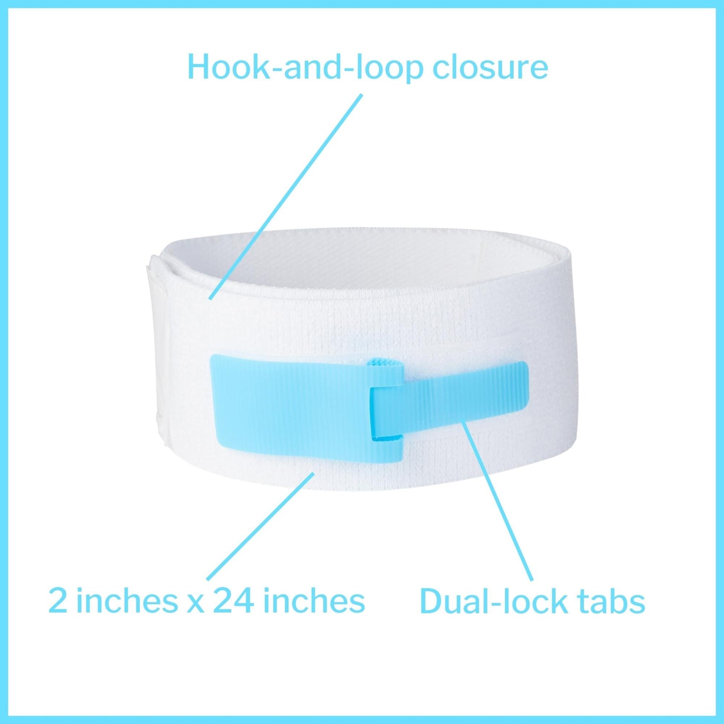 Leg Strap McKesson 2 X 24 Inch Length, Dual-Locking Tabs, Stretch Material, Hook and Loop Closure, Nonsterile, Packaging Type- Box