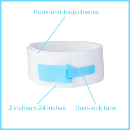 Leg Strap McKesson 2 X 24 Inch Length, Dual-Locking Tabs, Stretch Material, Hook and Loop Closure, Nonsterile, Packaging Type- Box