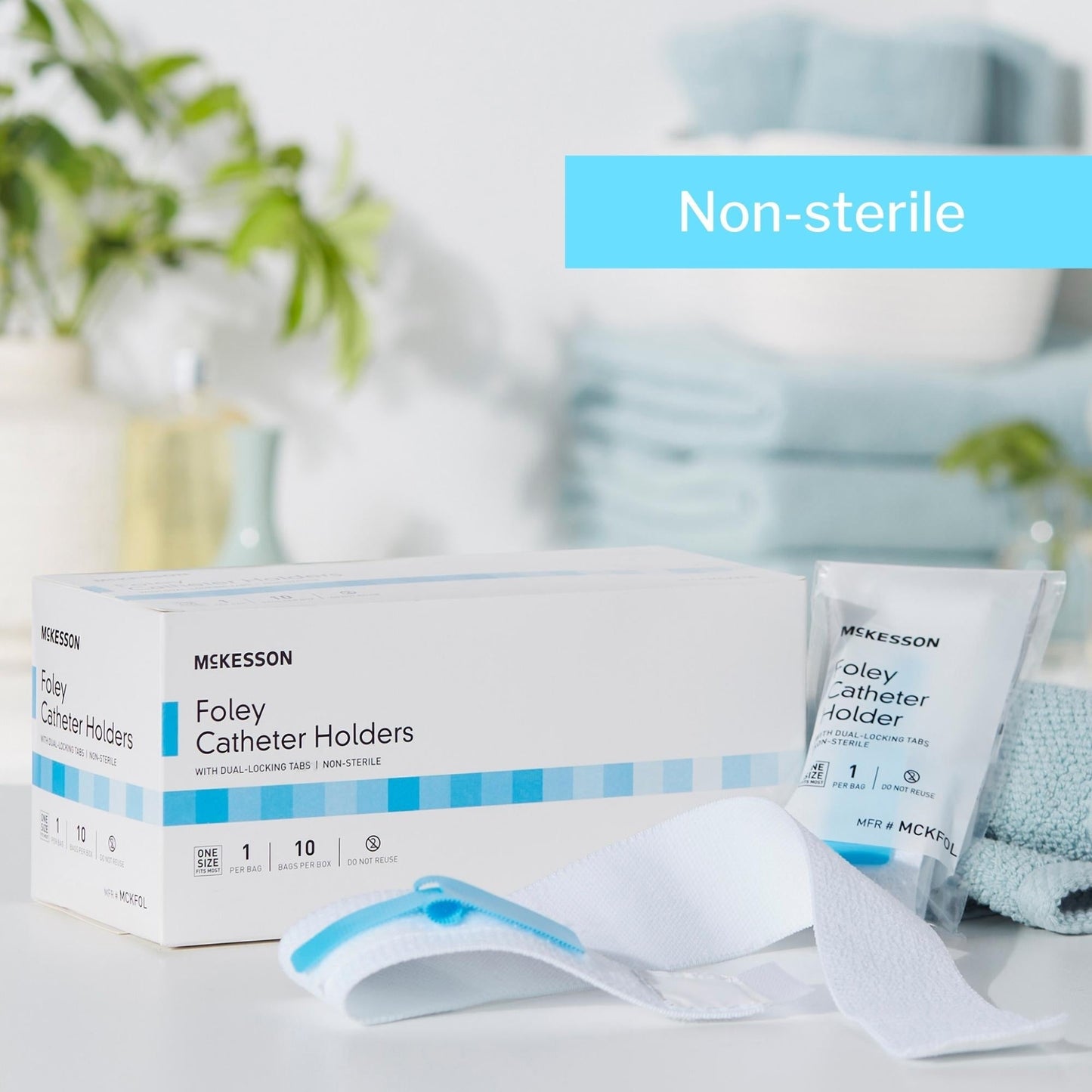 Leg Strap McKesson 2 X 24 Inch Length, Dual-Locking Tabs, Stretch Material, Hook and Loop Closure, Nonsterile, Packaging Type- Box