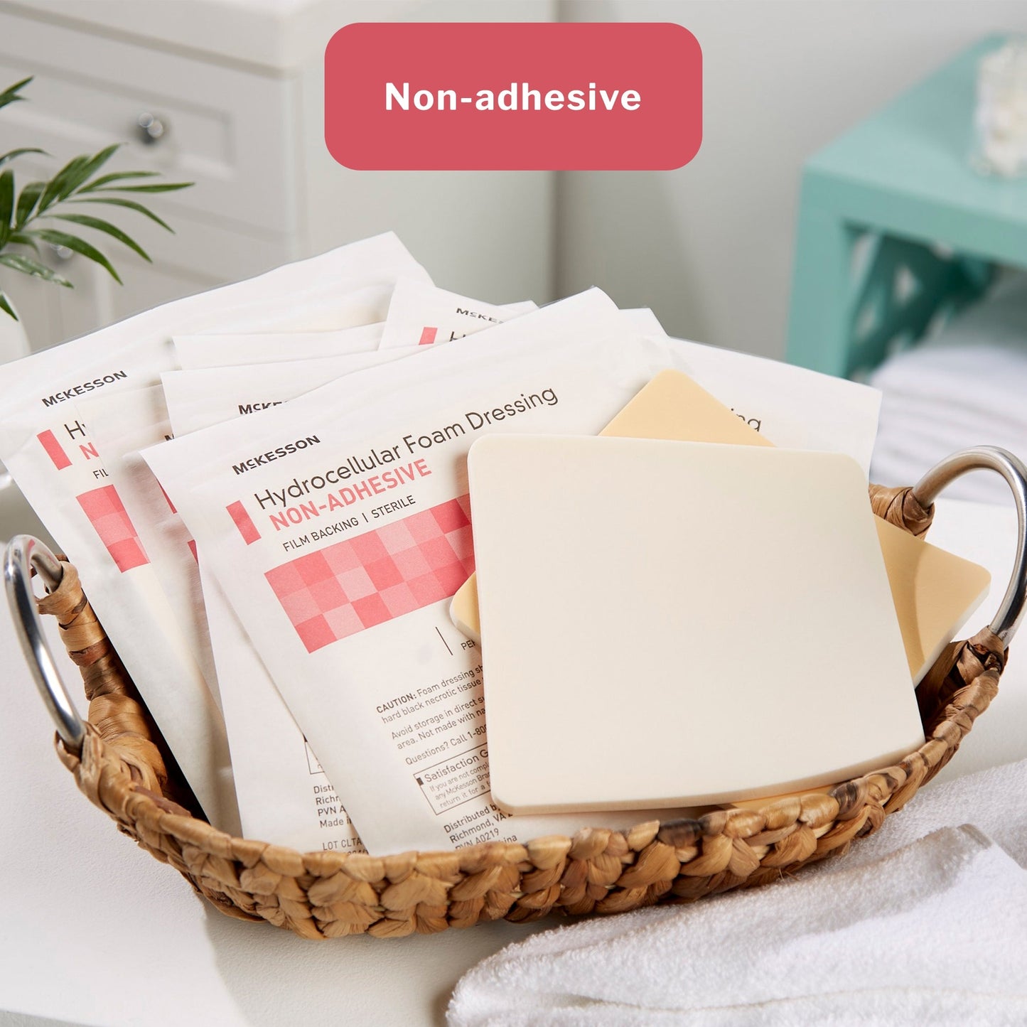 Foam Dressing McKesson 4 X 4 Inch Without Border Film Backing Nonadhesive Square Sterile, Packaging Type- Box