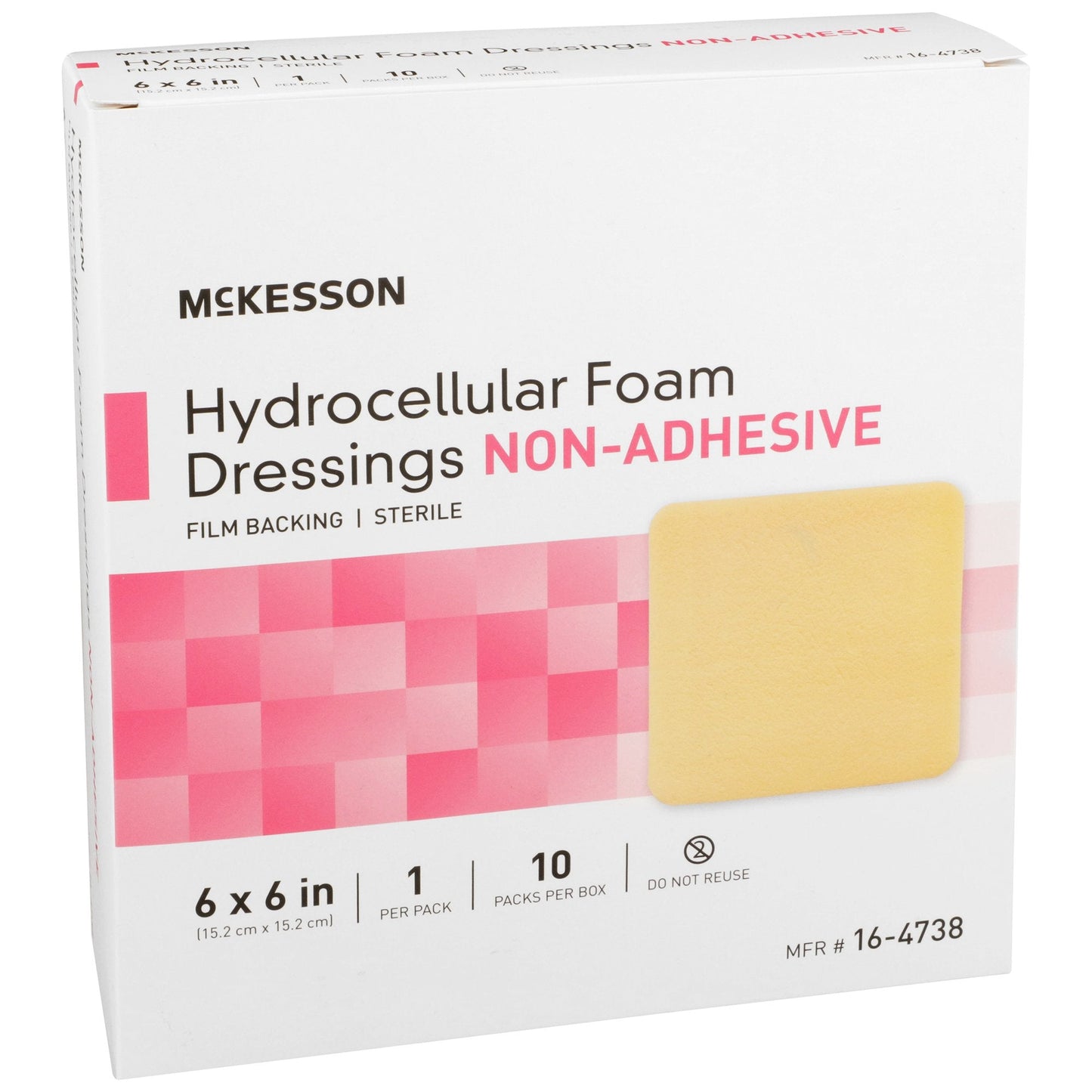 Foam Dressing McKesson 6 X 6 Inch Without Border Film Backing Nonadhesive Square Sterile, Packaging Type- Each