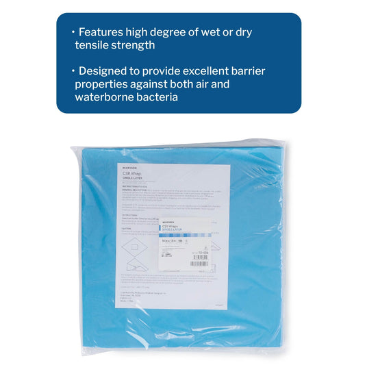 McKesson Sterilization Wrap Blue 15 X 15 Inch Single Layer Cellulose Steam / EO Gas, Packaging Type- Box