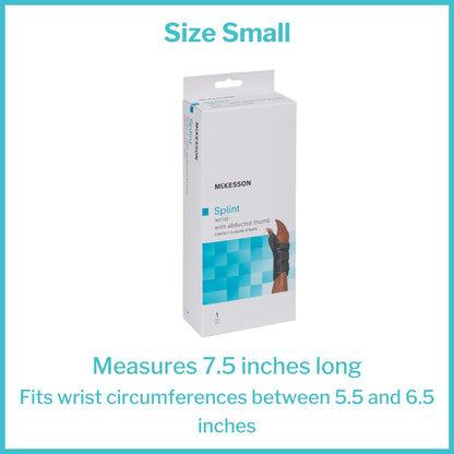 Wrist Brace with Abducted Thumb McKesson Aluminum / Foam / Spandex / Plastic Left Hand Black Small, Packaging Type- Each