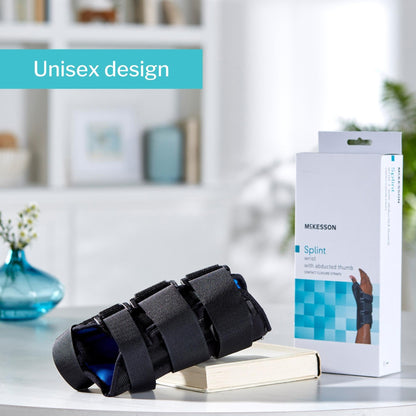 Wrist Brace with Abducted Thumb McKesson Aluminum / Foam / Spandex / Plastic Left Hand Black Small, Packaging Type- Each