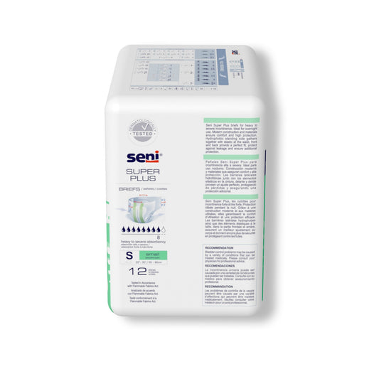 Unisex Adult Incontinence Brief Seni Super Plus Small Disposable Heavy Absorbency, Packaging Type- Case