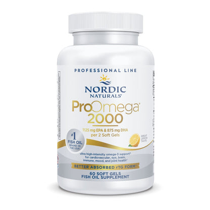 Dietary Supplement Nordic Naturals ProOmega 2000 Softgel 60 Per Bottle Lemon Flavor, Packaging type- Each