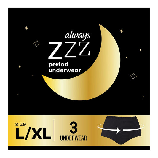 Period Underwear Always ZZZ Overnight Heavy Absorbency, Packaging Type- Box